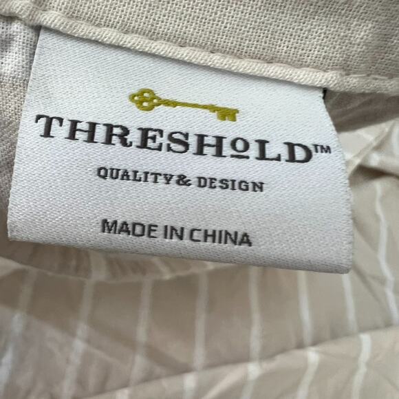 Threshold Shower Curtain Beige & White Striped 100% Cotton 67" x 68.5" - Picture 6 of 11